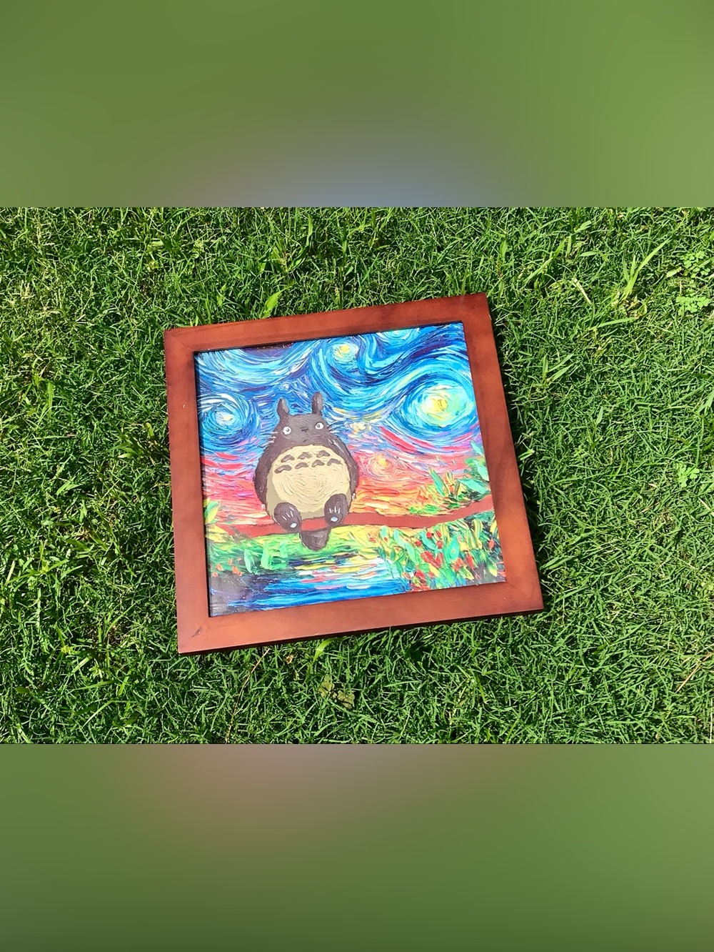 Framed Canvas Print My Neighbor Totoro Starry Night Artwork Framed By Us - Picture 10 of 10